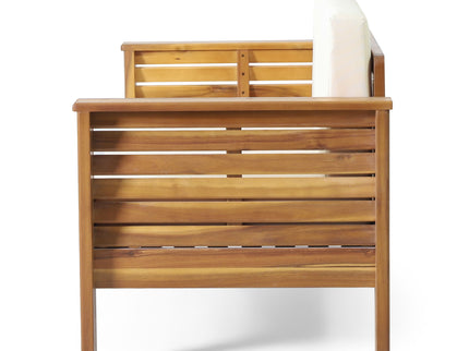 Acacia Wood Loveseat And Coffee Table Set With Cushions