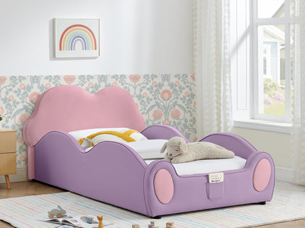 Cute Cloud Shape Bed With Guardrails Cartoon Design, Storage Pocket