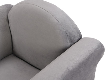 Kids Velvet Upholstered Chair With Ottoman For Comfortable Seating - Gray