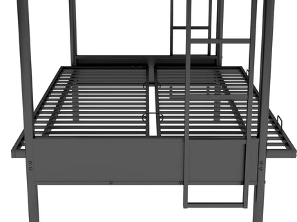 Twin Over Full Bunk Bed, Multifunction - Black