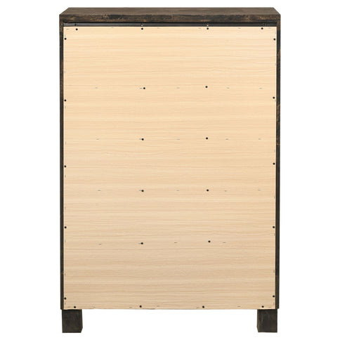 Bren - 5 Drawer Chest With Handles And Block Legs - Rustic