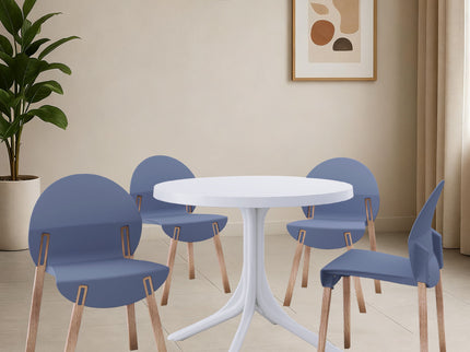 4 Piece Set Of Single Chairs, Traditional Elements With Round Table