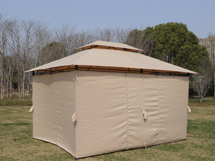 Outdoor Patio Gazebo Tent With Ventilated Double Roof And Sidewall