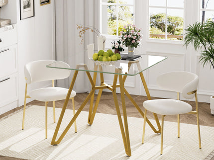 Modern Glass Dining Table With Metal Legs