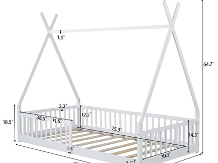 House Shaped Design Bed With Fence