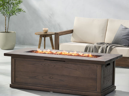 Transitional Rectangular Outdoor Propane Fire Pit With 50, 000 Btu