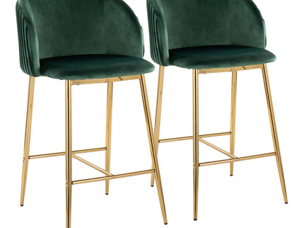 Fran - Pleated Contemporary / Glam Fixed Height Counter Stool (Set of 2)
