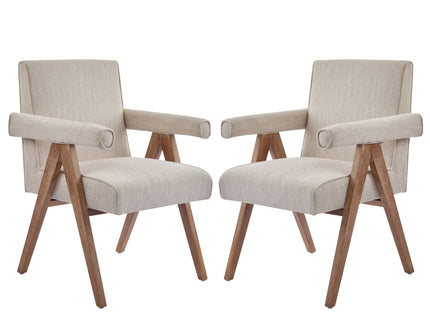Contemporary Poppy Fabric Dining Armchair With Rubberwood Legs