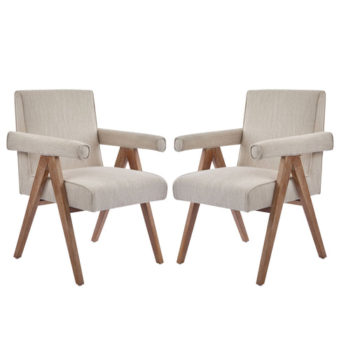 Contemporary Poppy Fabric Dining Armchair With Rubberwood Legs