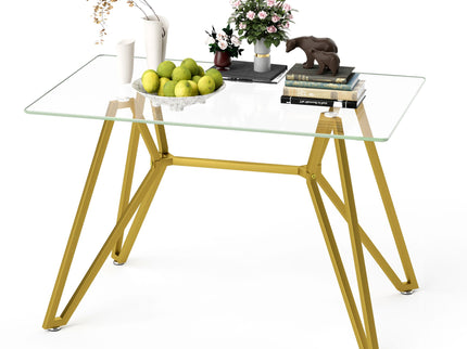 Modern Glass Dining Table With Metal Legs