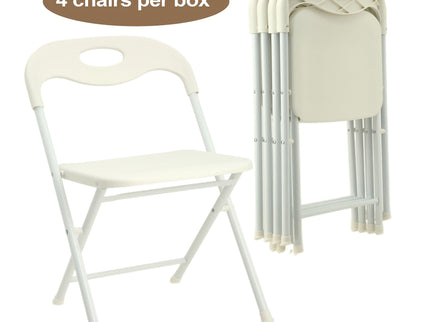 Folding Chairs, Stackable & Waterproof (Set of 4) - White