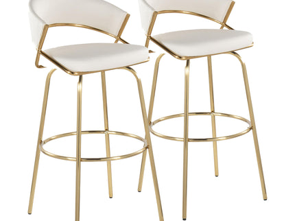 Jie - Fixed Height Contemporary Barstool With Swivel With Round Footrest (Set of 2)