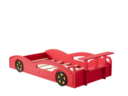 Wooden Race Car Bed, Car Shaped Platform Twin Bed With Wheels For Teens