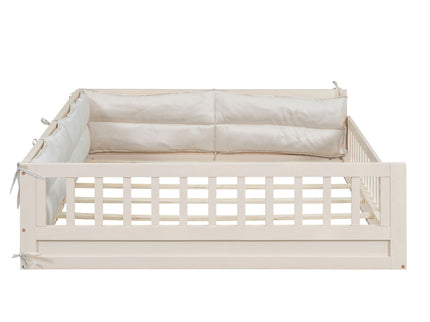 Upholstered Platform Bed With Guardrail And Pillow