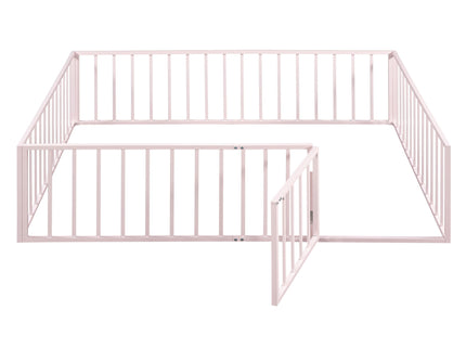 Metal Floor Bed Frame With Fence And Door