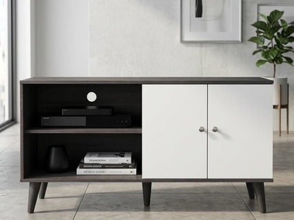 Amidon - TV Stand, With 2 Storage Shelves And 1 Cabinet