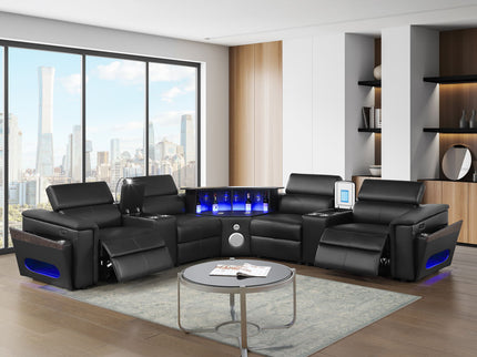 Nova - Sectional With Bluetooth Speaker, LED And Lifting Wine Cabinet
