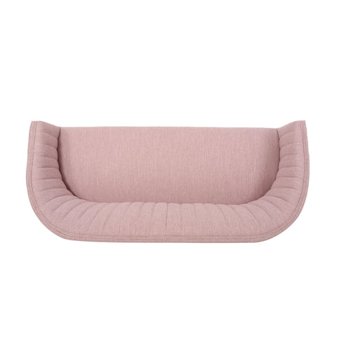 Mid Century Modern Loveseat With Channel Stitched Backrest