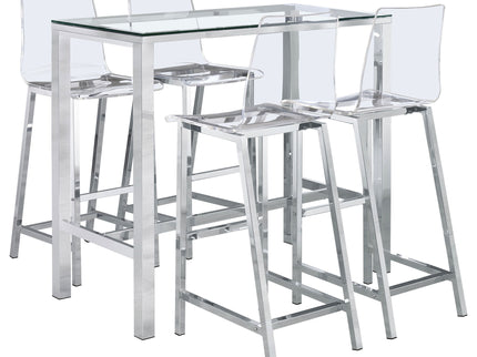 Garbo - 5 Piece Bar Set With Stools - Chrome