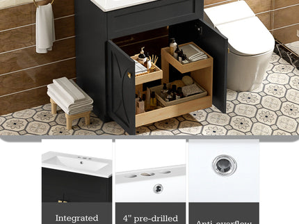 Bathroom Vanity With Sink, Freestanding Storage Cabinet With Handles, Soft Closing Doors