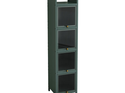 Glass Door Cabinet With Tier Storage