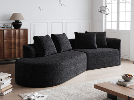 Upholstered Oversized Sectional Sofa, 4 Seater Extra Deep & Wide Seat Curved Cloud Couch With 4 Throw Pillows, Free Combination Living Room - Black