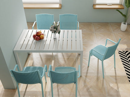 4 Piece Stackable Single Chairs With Vertical Stripe Design For All Weather