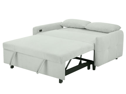 Pull-Out 2 Seat Modern Sleeper Sofa With 2 Throw Pillows And USB Ports