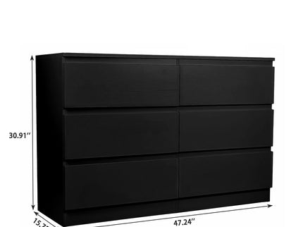 6 Drawer Dresser With Spacious Countertop And Concealed Handles