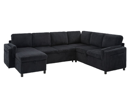 Convertible U-Shaped Sectional Sofa Bed With USB Ports And Storage