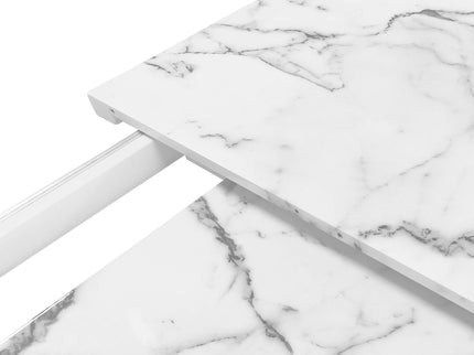 Rectangle Dining Table With Stretchable Top, X Shape Mdf Legs With Steel Base - White / Black