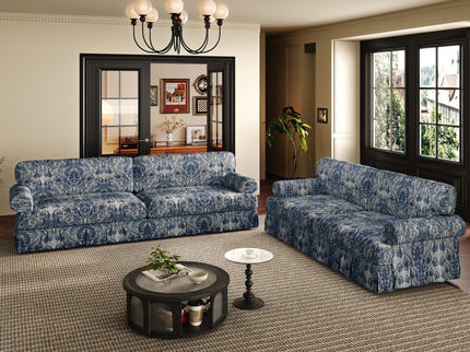 Luxuriously Comfortable Cloud Couch Sofa With Elegant Rolled Arms & Pleated Skirt Design