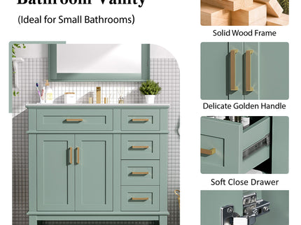 Bathroom Vanity With Sink, Soft Close Doors, 4 Storage Drawers