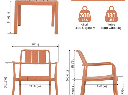 3 Piece Indoor / Outdoor Leisure Table And Chair Set