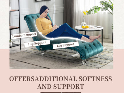 Chaise Lounge Indoor, Button Tufted Upholstered Chaise Lounge Chair With Pillow