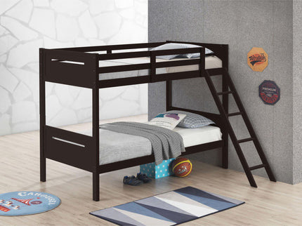Bunk Bed With Built In Ladder, Safety Guardrails And Angled Access Step