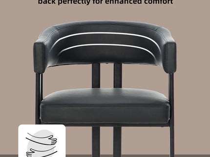 Modern Dining Upholstered Barrel Chair With Curved Back And Armrests