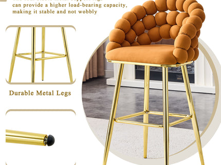 Bubble, Ball Chain Tufted Bar Chairs For Kitchen Island & Home Bar (Set of 2)
