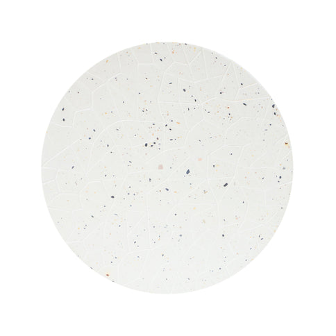 Outdoor Terrazzo Concrete Drum End Table, Living Room Accent Table - White Terrazzo