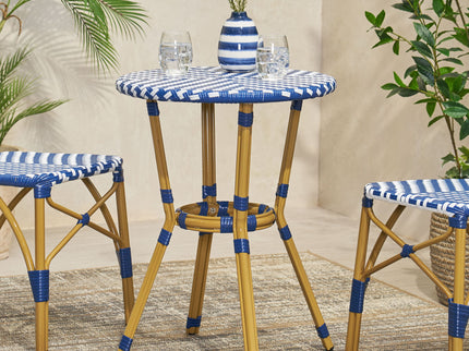 French Bistro Table Outdoor Elegance - White / Blue