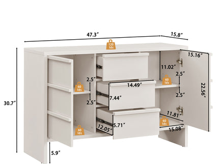 Sideboard Buffet Cabinet With Storage, 2 Doors 3 Drawers