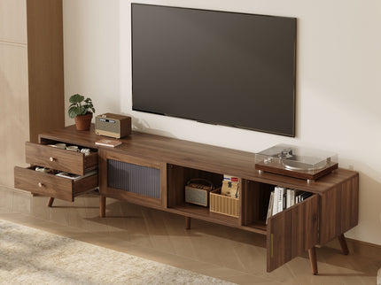 76" TV Stand, Entertainment Center With Storage Cabinets, TV Media Console Table For Living Room - Natural