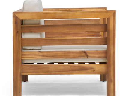 Outdoor Acacia Wood Patio Chair With Fabric Cushion