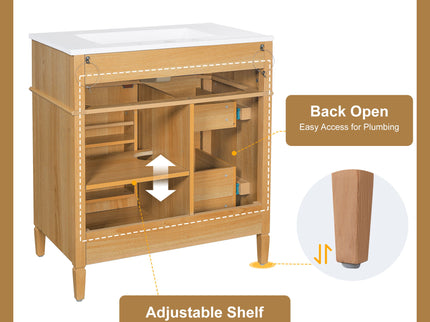 Bathroom Vanity With Flip Out Drawer, 2 Soft-Close Drawers