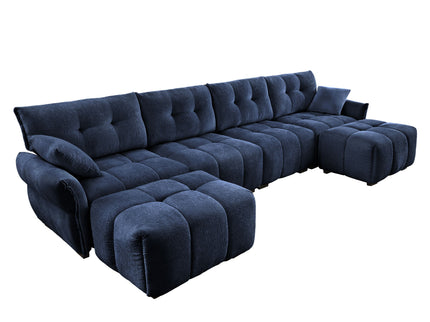 Sofa Set With Ottoman And Pillows, Textured, High Resilience Cushions