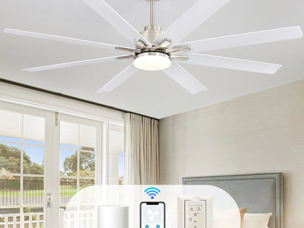 Ceiling Fan With Dimmable LED Light, 8 Blades, Reversible DC Motor, Remote Control