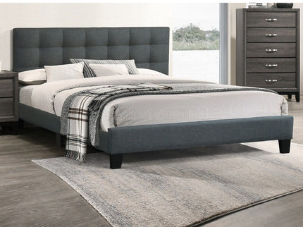 California King Size Tufted Headboard Platform Bedframe, Bedroom Furniture - Charcoal