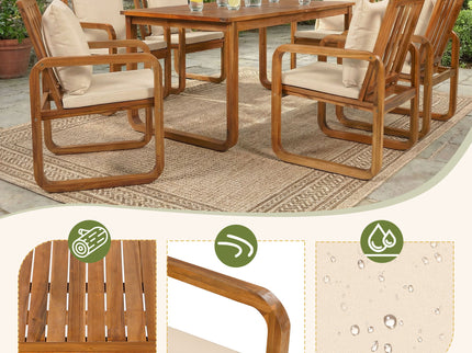 7 Piece Outdoor Patio Dining Set With Removable Cushions