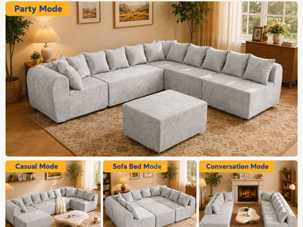 8 Seater U-Shaped Couch With Ottoman