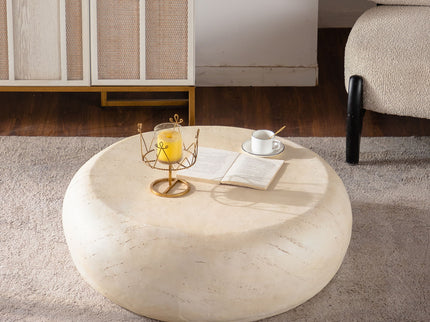 Round Coffee Table With Smooth Texture For Living Room - Light Beige